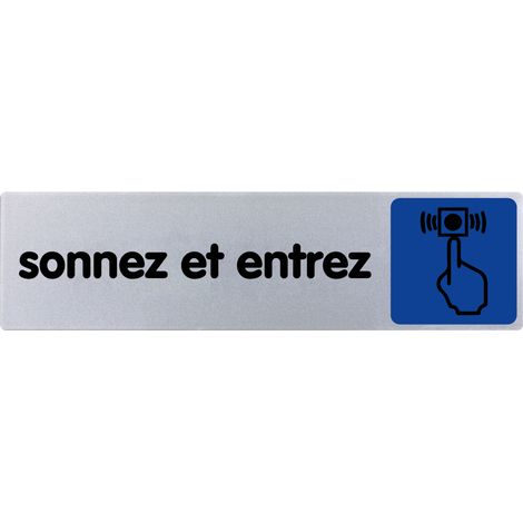 Plaque de porte Sonnez et entrez - couleur 170x45mm - 4033563