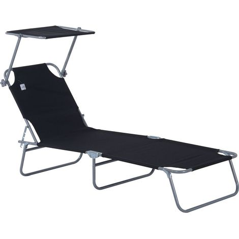 Ensemble table et chaise de jardin pliable-Protection solaire-Noir résine 187x58x36 cm terrasse balcon (1/5)