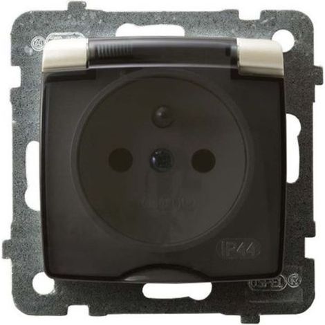 Karo Spritzwassergeschützte Steckdose mit/mit IP44 transparenter Abdeckung ecru pearl GPH-1SZ/m/42/d