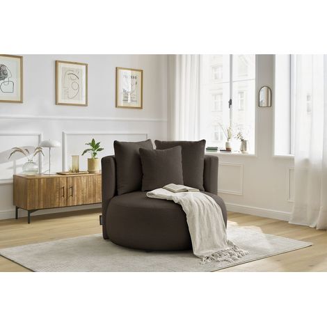 BOBOCHIC - Fauteuil CESAR tissu bouclette   Marron (1/5)