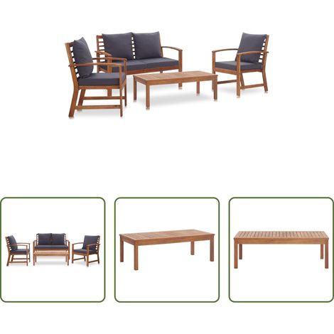 Terrassenmöbel - Garten-Lounge-Set mit Auflagen 4-tlg. Massivholz Akazie (1/5)