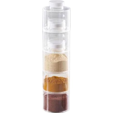Pot D'assaisonnement Forme Tour Bouteilles Condiments Transparent Peut Être Superposé Épices Stockage Boîte Ustensiles De Cuisine Armoire Récipient Table Boîte-Cadeau 35x8.5x8cm