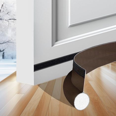 Bas De Porte Isolant - 1 Pièce - Tissu Marron - Coupe-vent Ajustable - Intérieur Extérieur - 94 Cm (1/5)