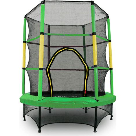 Trampoline vert et jaune pour la maison et le jardin 140 JF (1/5)