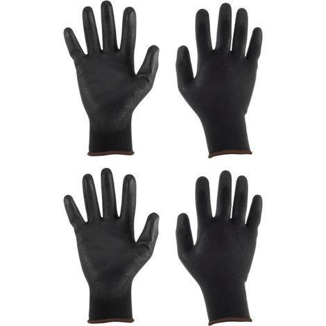 KZQ - Paia di guanti da lavoro antiscivolo in nylon rivestito in gomma da 24 cm per installazione e riparazione di dispositivi elettronici (taglia L), neri e marroni (1/4)