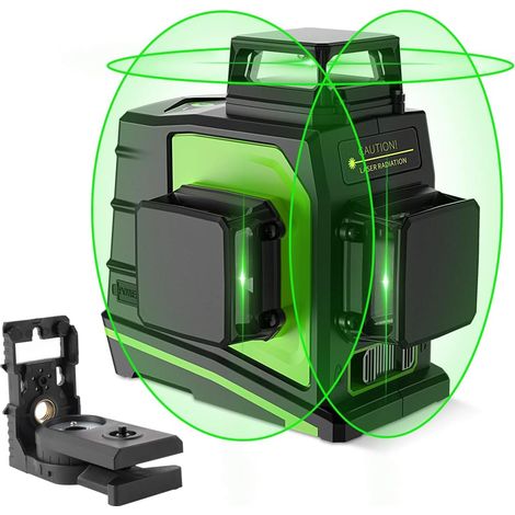 Huepar – Niveau laser vert 3x360° avec 12 lignes laser 3D – Auto-nivellement – Portée 60m – Batterie Li-ion 5200mAh – Support magnétique – GF360G