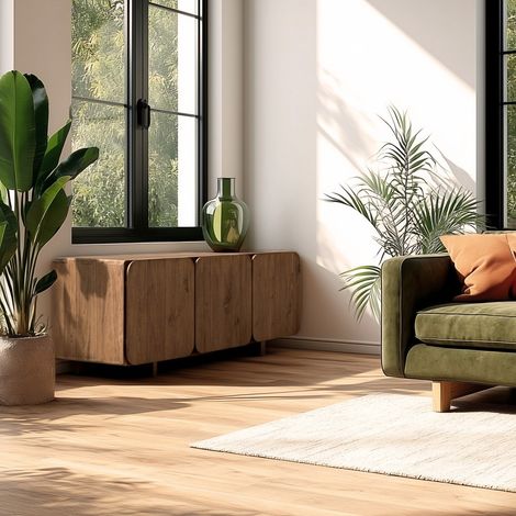 SIXTINE - Buffet 3 portes 120x40cm en bois de teck recyclé (1/5)