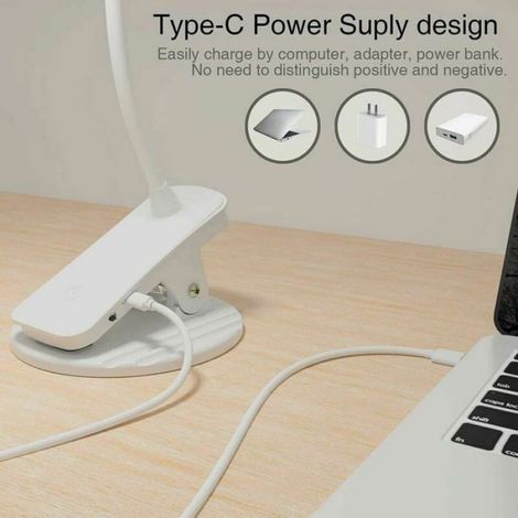 Lampe De Bureau - Lampe À Pince LED 3 Couleurs Avec Gradation Continue Bras Flexible 360° Pour Lit Bureau Et Liseuse - 1 Unité (1/4)