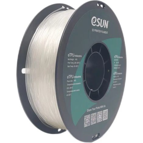 eSUN TPU-Antibacteria Filament, 1.75mm, 1000g eSUN TPU-Antibacterial Filament 1.75mm 1000g Natural
