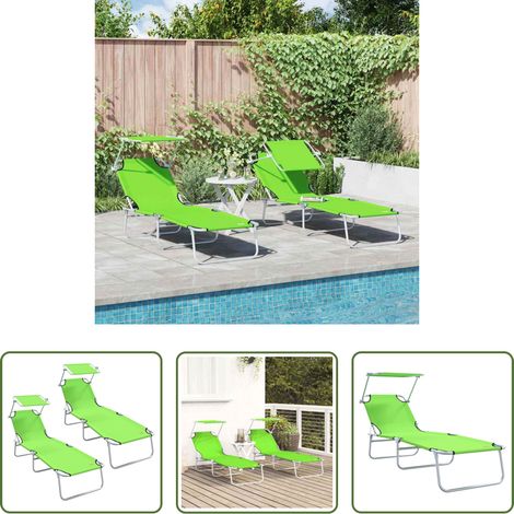 Sonnenliege - Sonnenliege 2 pcs Grün 58 x 188 x 77cm Polyester (1/5)