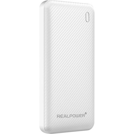 RealPower Power bank 10000 mAh Ricarica rapida, Consegna di potenza USB-A, USB-C® Bianco
