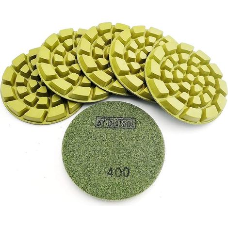 Disque Diamant de Polissage 100mm 6 Pièces 400 Sec/Humide pour Béton Ciment Terrazzo Étage
