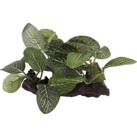 Plante artificielle d'aquarium, Simulation en plastique, Aquarium réaliste, décoration d'herbe d'eau, feuille ovale en bois enfoncée (1/5)