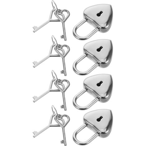 d amour en forme de cœur en métal argenté lot de 4 avec clé (1/5)