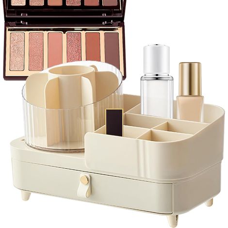 Rotating Bathroom Countertop Organizer Storage Rack Skincare