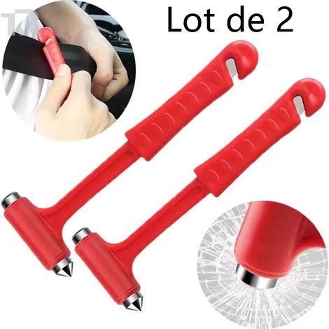 Lot de 2 Marteaux de Sécurité Véhicule, Casse-Vitre d'Urgence avec Coupe-Ceinture, Accessoire Indispensable pour Bus, Camions et Voitures Particulières (1/5)