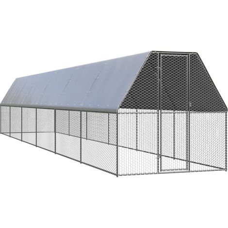 Poulailler d'extérieur 2 x 12 x 2 m acier galvanisé toit résistant à l'eau (1/5)