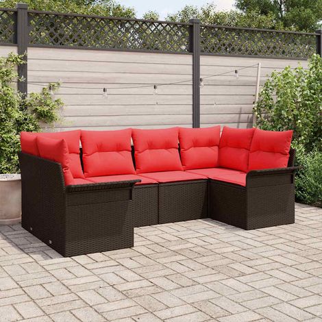 Set Divano da Giardino 6 pcs Marrone Poly Rattan vidaXL (1/5)