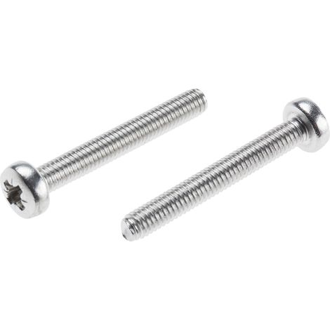 Vis à métaux RS PRO M4 à tête Cylindrique Pozidriv en Acier Inoxydable, 30mm ( Prix pour Sachet de 100 )