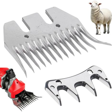 Lames de rechange pour cisailles à moutons,Coupe-laine électrique courbé,kit d'accessoires pour coupe-bordures pour moutons,chèvre tondeuse mouton tondeuse Lame de cisaille à mouton (13 dents) (1/5)