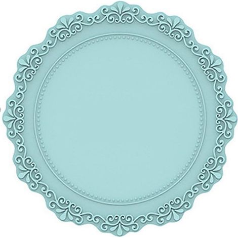 Set de table rond en silicone de 16,5 cm, style européen vintage, tapis de table en relief, résistant à la chaleur, imperméable et antidérapant pour table à manger (1/5)