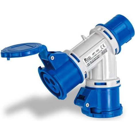 Mobile Multiplikator für Industrieadapter mit 2 Ausgängen mit Plug 16A IP44 ART 1602