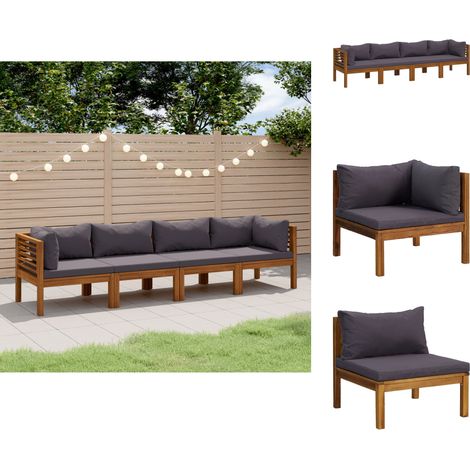 Gartenmöbel-Sets - Living 4-Sitzer-Gartensofa mit Kissen Massivholz Akazie (1/5)