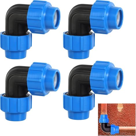 PE Plastic Elbow Fitting, 4pcs Elbow Plumbing Fittings, 90 Degree Elbow Fitting 25mm X 25mm, Elbow Plumbing Fittings For Water Pipe Compression Pe (1/5)