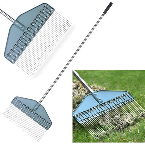 Lawn Rake, Leaf Rake, Garden Rake with 17 Inch Head - 66 inch Stainless Steel Handle for Yard Lawn Shrub Garden Beds Chicken Coop (1/5)