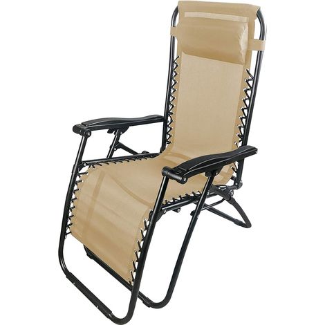Garden Friend Klappbarer Siesta-Liegestuhl 65x90x110h cm Beige, mehrstufig (1/2)