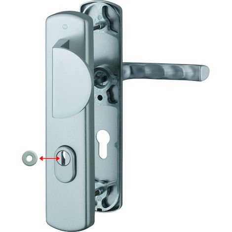 Ensemble de sécurité palière à tirage sur grande plaque CONFLUENCE épaisseur de porte 37 à 52 mm inox F9 - HOPPE