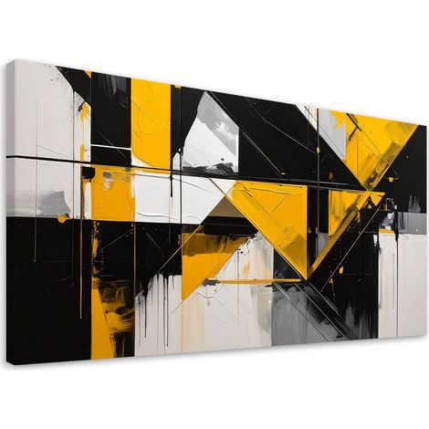 Stampe su Tela, Forme geometriche astratte giallo, 80x40 (1/5)