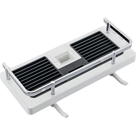 Étagère de douche suspendue, organisateur de douche réglable sans poinçon pour tringle de douche, carré blanc Caddies de bain et rangement Maison et jardin Bain Bain (1/5)