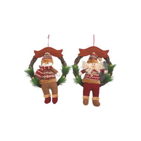 CORONA CON FIGURA NAVIDAD 24CM SURTIDA