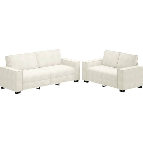 Maison Exclusive - Set di Divani 2 pz con Cuscini Crema in Velluto (1/5)