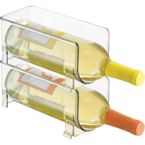 Wine Racks (Set of 2) - Stackable Plastic Bottle Rack for Wine, Soda or Other Beverages - Modern Wine Shelf for 1 Bottle - Clear (1/5)