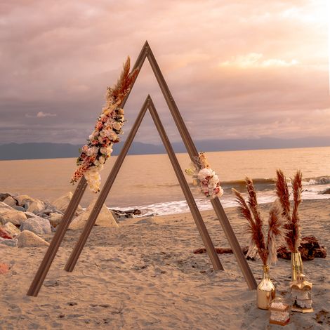 2 Triangle Wedding Arch Backdrop Stand Wooden Arbor Garden Flower Rack Party Ceremony (1/5)