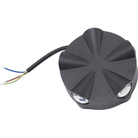 Luminaire murale LED ronde en aluminium 5W 5LED éclairage 5 faces lampe de chevet design étanche extérieur extérieur couloir jardin décoratif AC85-265V lumière chaude coque noire (1/5)