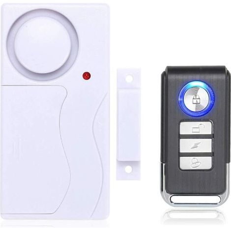 Alarme de Porte et Fenêtre - Alarme Antivol sans Fil avec Télécommande, Facile à Installer, 105db Très Fort (Comprend 1 Alarme et 1 Télécommande)