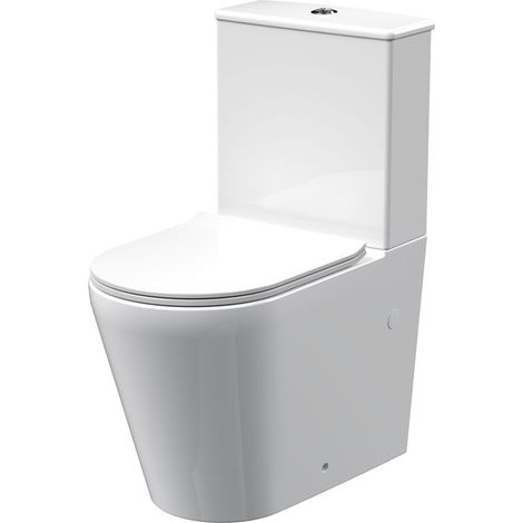 Compact Rimless Flush To Wall Close Coupled Toilet, Cistern & Seat - TOILETSET8 (1/2)