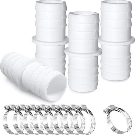 4 Pièces Adaptateur Raccord Piscine, Raccord pour Tuyau Piscine, Ø 38 mm vers 38 mm, kit de raccordement pour tuyaux de piscine, avec 8 Colliers de Serrage, Convient Aux Piscines, Jardins (38mm) (1/5)