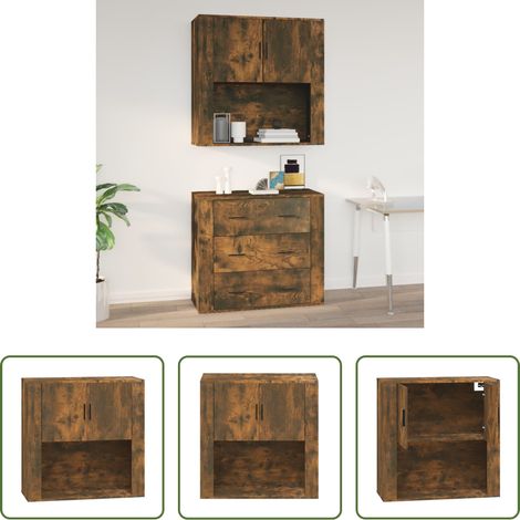 Holzschrank - Wandschrank Räuchereiche 80x33x80 cm Holzwerkstoff (1/5)