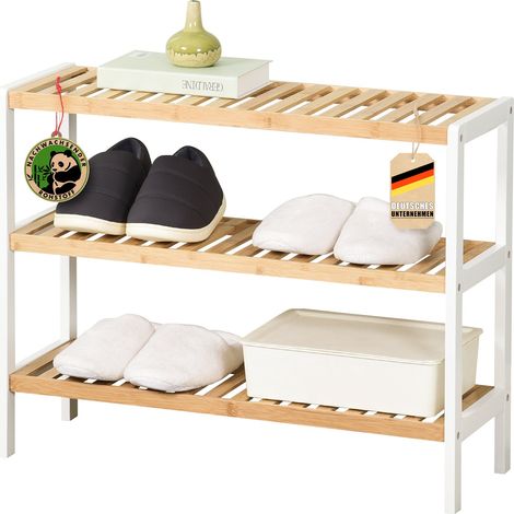Bambus-Schuhregal Michigan Stilvolles, Platzsparendes Regal mit 3 Ablagen