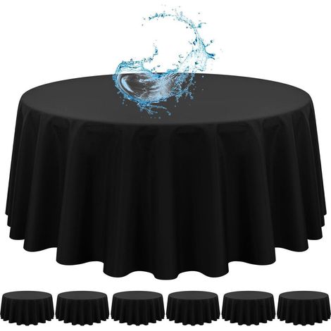 Lot de 6 nappes rondes 305 cm noir, polyester hydrofuge