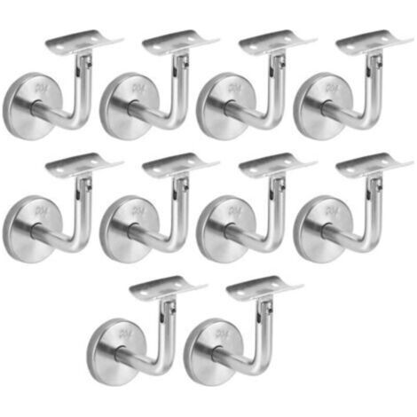 Barre d’appui en acier inoxydable 304 pour escalier – Kit de 10 pièces avec fixations murales, colonnes de support et accessoires réglables à 180°, finition argentée (1/5)