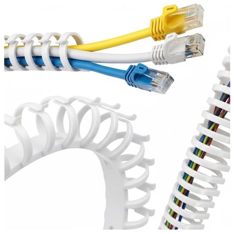 Organizador de cables bajo escritorio con resorte - cubierta flexible de 50 × 4 cm, autoadhesiva, para organizar cables - Alogy CableStrip™ Blanco (1/4)