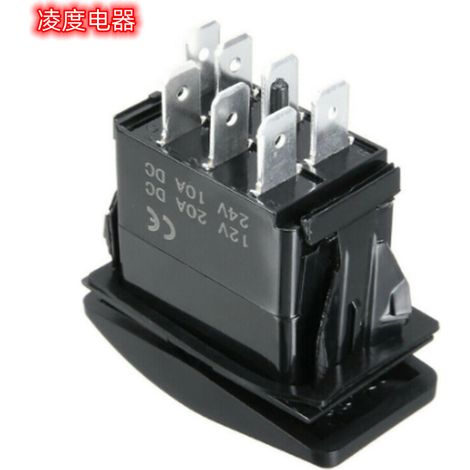 7-pin LED blue rocker switch, 12V-24V, ON/OFF, suitable for car trailers. (1/4)