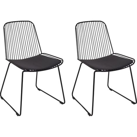 Esszimmerstuhl 2er Set PENSACOLA Metall Schwarz