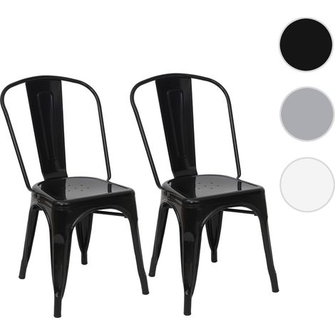 2x chaise de bistro HWC-A73, chaise empilable, métal, design industriel - gris (1/5)