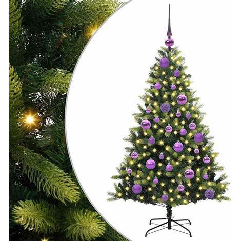 Sapin de Noël artificiel à charnières, 150 lumières LED, vert, 120 cm (1/5)